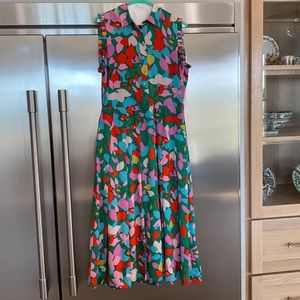 J. Crew Dress with Ruffles at Sleeve and Pleated Skirt